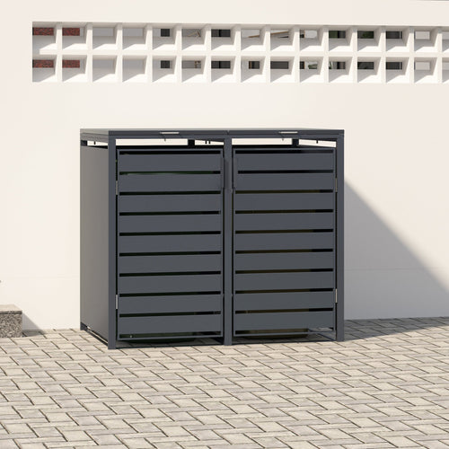 Double Wheelie Bin Store by Garden Guard - Premium Range Storage in Anthracite Grey
