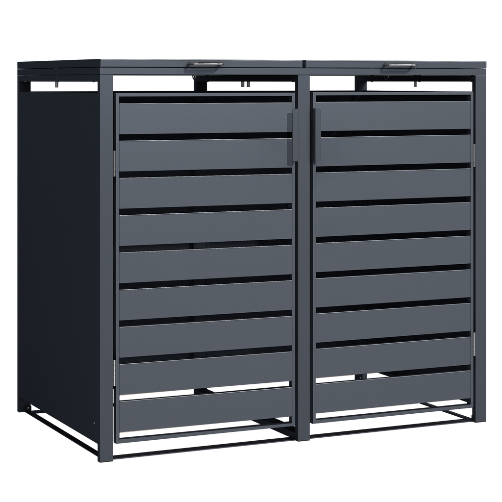 Double Wheelie Bin Store by Garden Guard - Premium Range Storage in Anthracite Grey