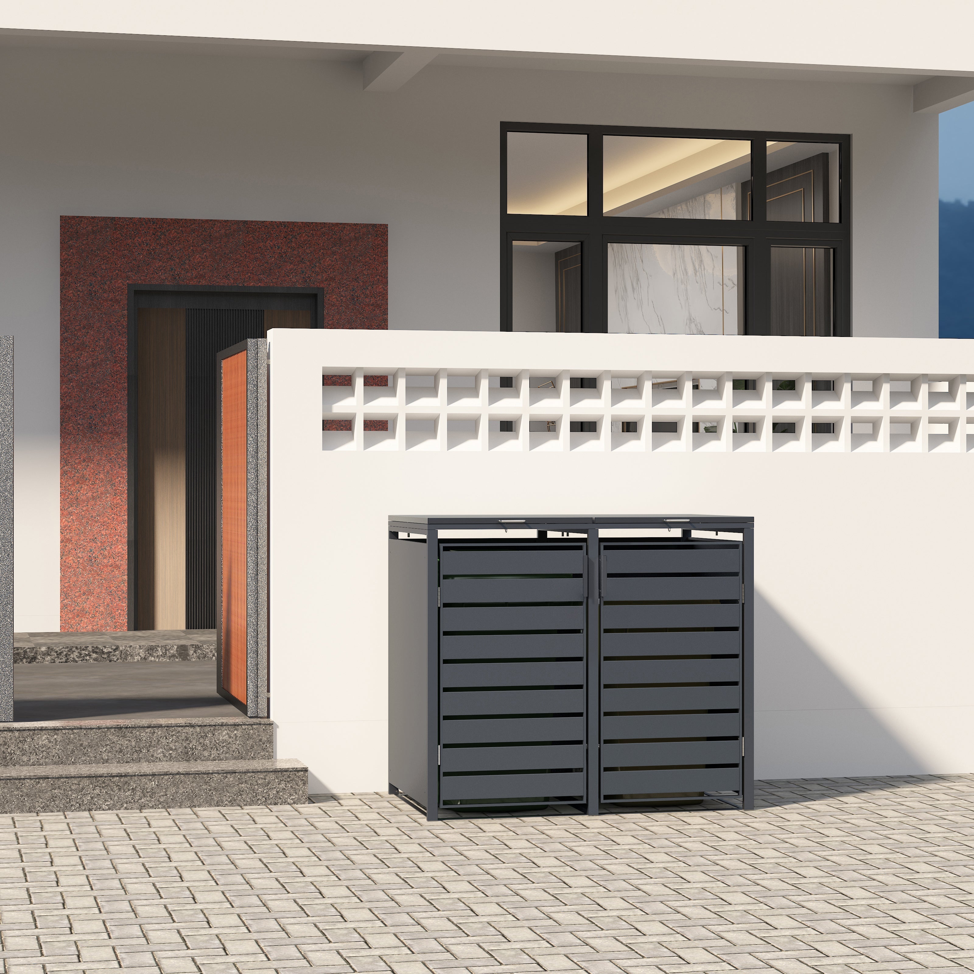 Double Wheelie Bin Store by Garden Guard - Premium Range Storage in Anthracite Grey
