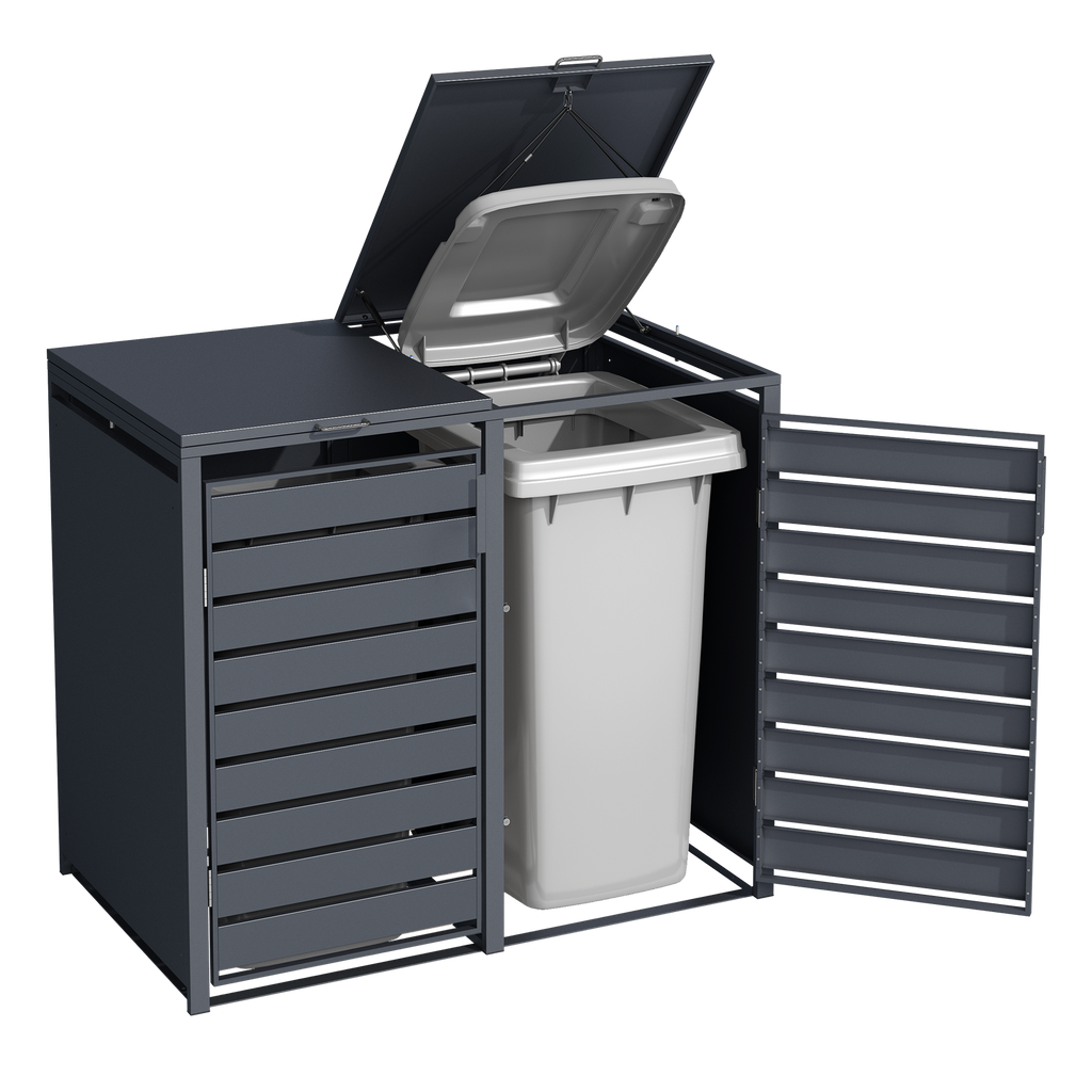 Double Wheelie Bin Store by Garden Guard - Premium Range Storage in Anthracite Grey