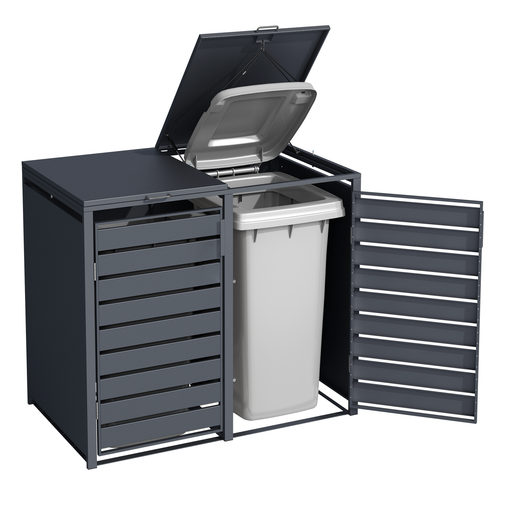 Double Wheelie Bin Store by Garden Guard - Premium Range Storage in Anthracite Grey