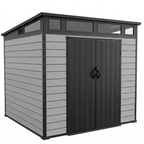 Pro Grade 7ft x 7ft Pent Roof Premium Plastic Garden Shed - Grey/Anthracite Wood Touch Texture