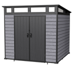 Pro Grade 7ft x 7ft Pent Roof Premium Plastic Garden Shed - Grey/Anthracite Wood Touch Texture