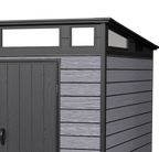 Pro Grade 7ft x 7ft Pent Roof Premium Plastic Garden Shed - Grey/Anthracite Wood Touch Texture