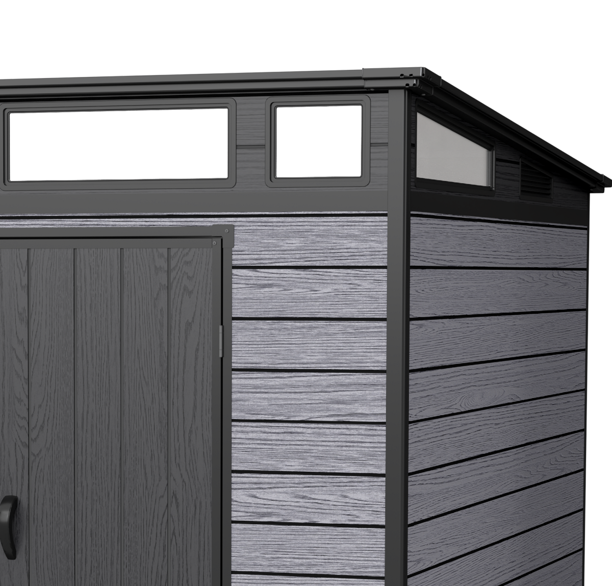 Pro Grade 7ft x 7ft Pent Roof Premium Plastic Garden Shed - Grey/Anthracite Wood Touch Texture