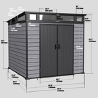 Pro Grade 7ft x 7ft Pent Roof Premium Plastic Garden Shed - Grey/Anthracite Wood Touch Texture