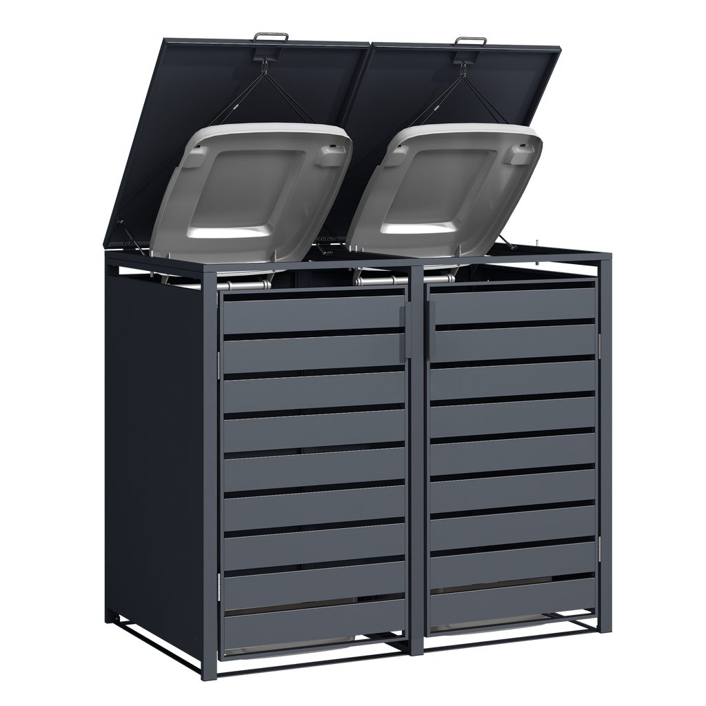 Double Wheelie Bin Store by Garden Guard - Premium Range Storage in Anthracite Grey