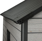 Pro Grade 8ft x 10ft Premium Plastic Double Door Garden Shed - Grey/Anthracite Wood Touch Texture