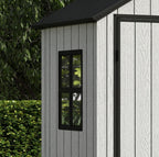 Pro Grade 8ft x 10ft Premium Plastic Double Door Garden Shed - Grey/Anthracite Wood Touch Texture
